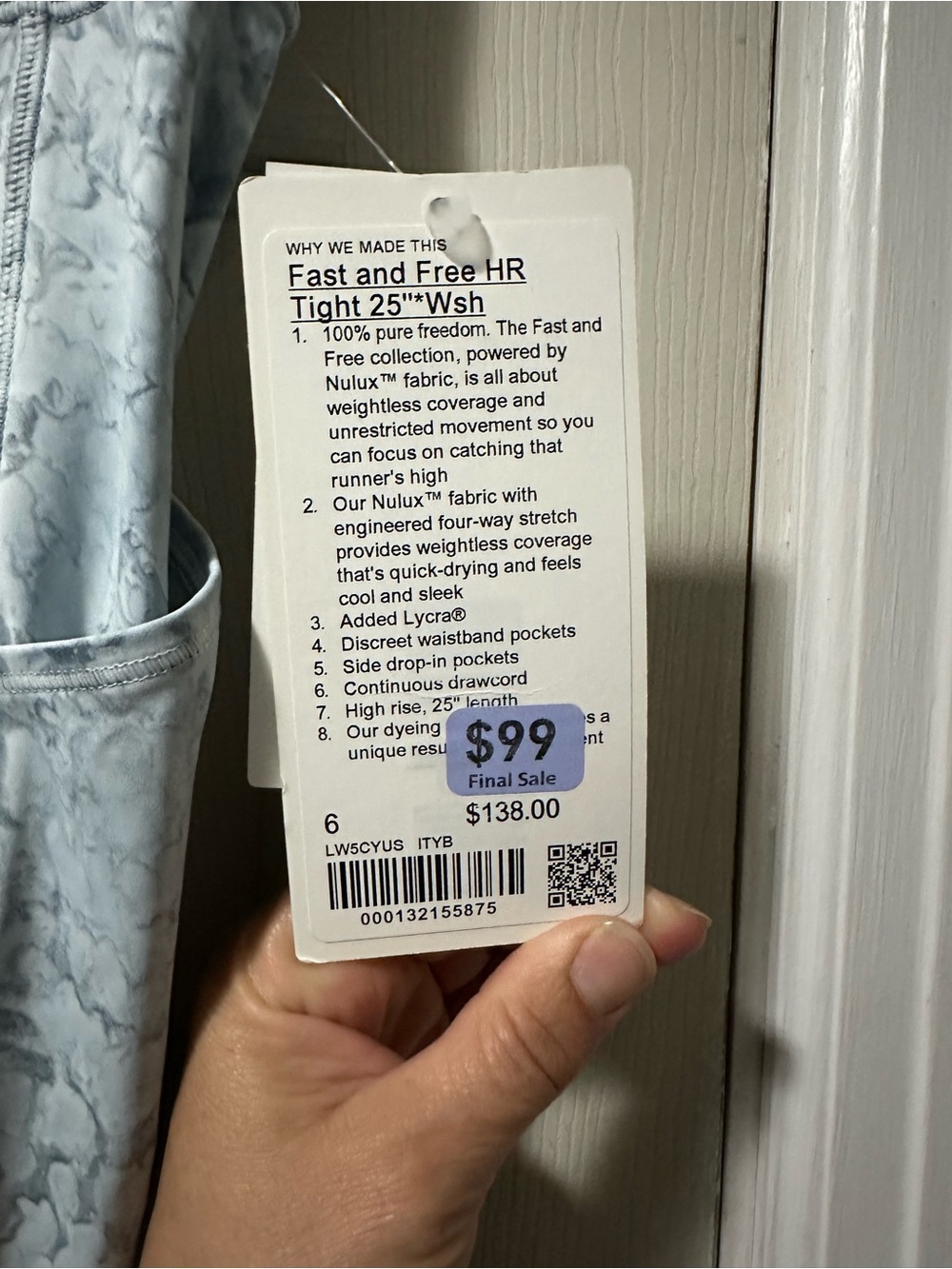 lululemon Light Blue tye dye Leggings with Side Pockets - Picture 2 of 7